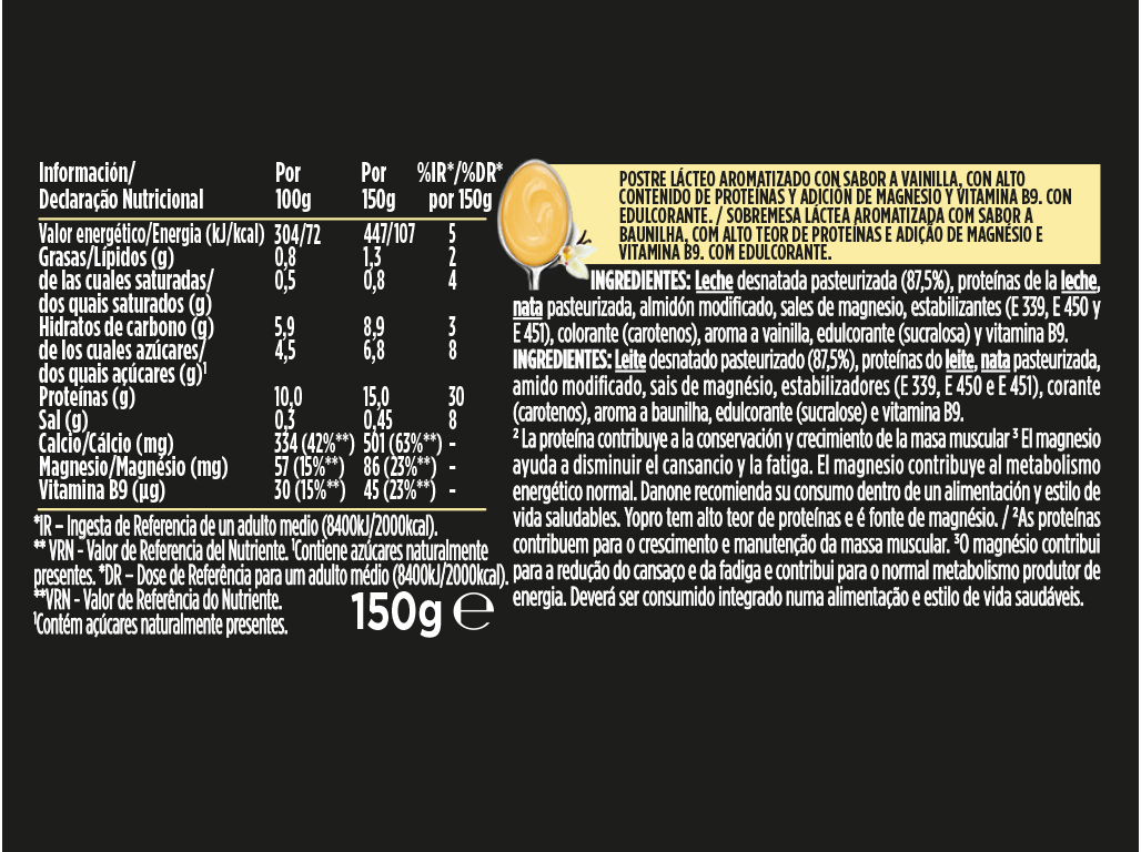 PUDIM YOPRO BAUNILHA 150G