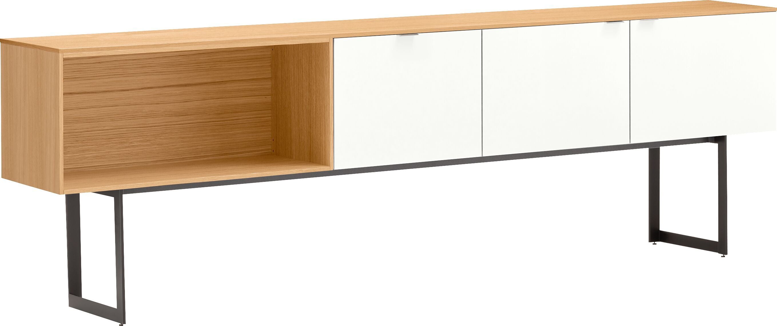 TILL Lowboard - Weiss / Eiche / B: 252.0 cm x T: 41.0 cm x H: 79.6 cm