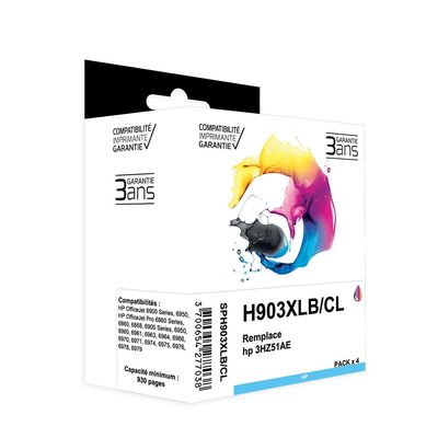 Cartouche compatible HP 903XL - Pack de 4 - noir, cyan, magenta, jaune - Switch