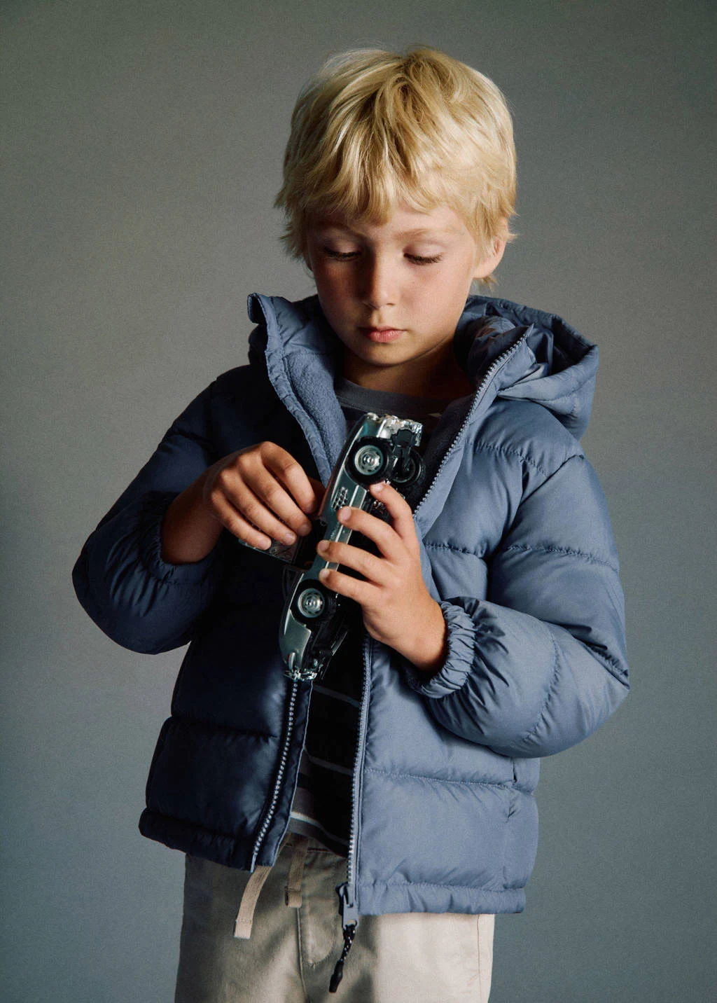 Mango Kids gewatteerde jas winter lichtblauw