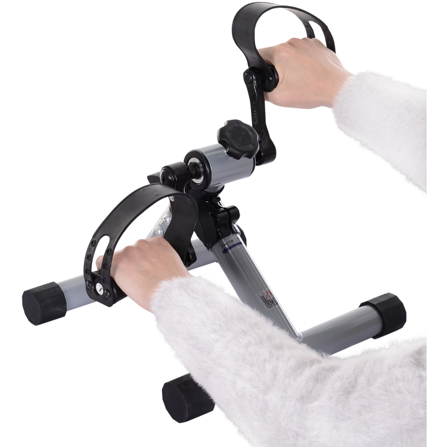 HOMCOM Mini-Heimtrainer faltbar und stufenloser Widerstand silbergrau