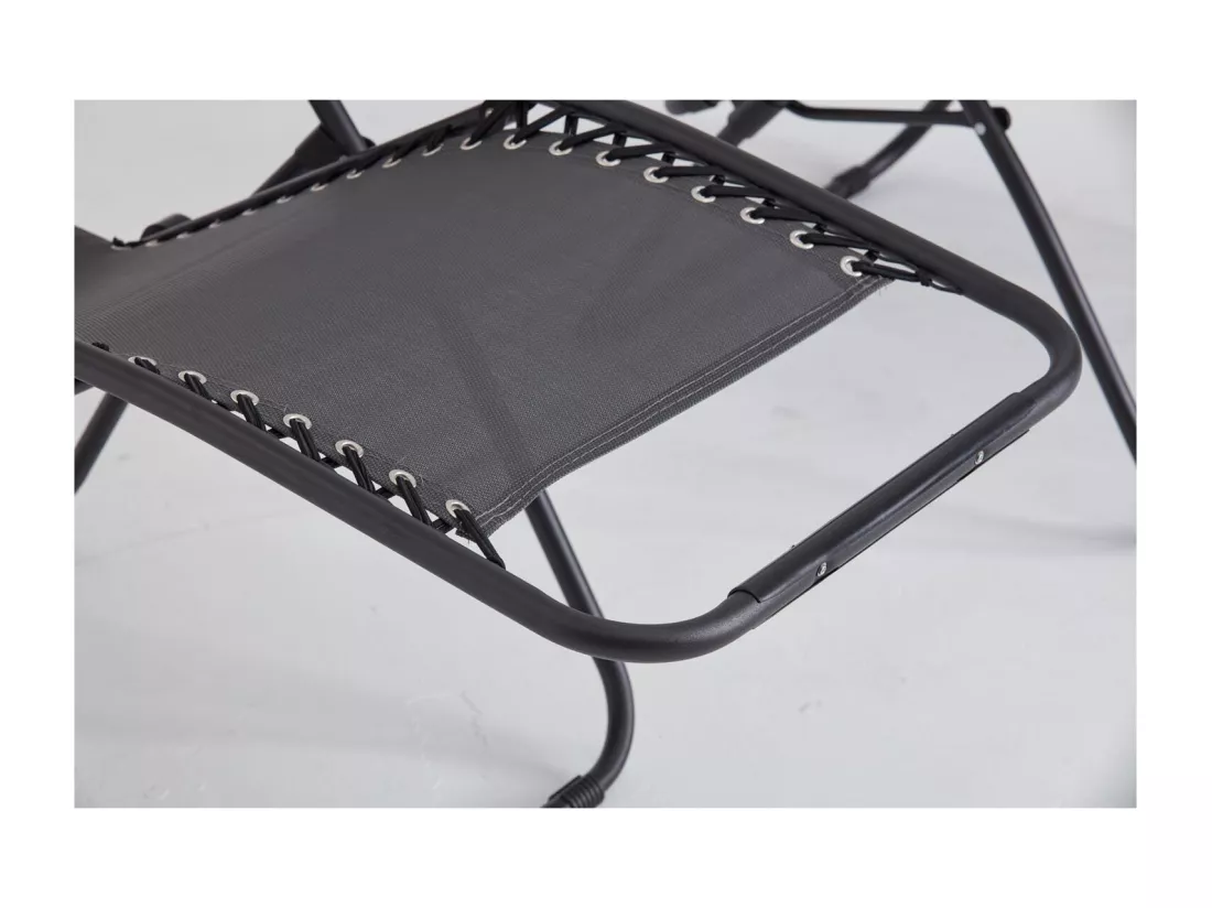 Lot de 2 transats de jardin inclinable noir/gris MANIHI