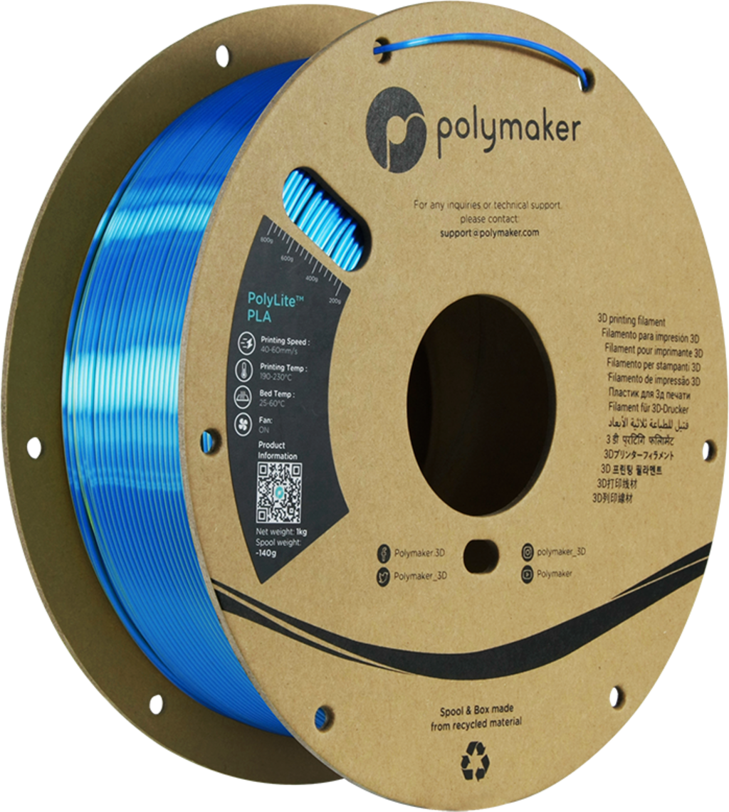 Polymaker  PolyLite Dual Silk PLA Chameleon Yellow-Blue, 1,75 mm / 1000 g    Zweifarbiges PLA-Filament mit seidigem Finish