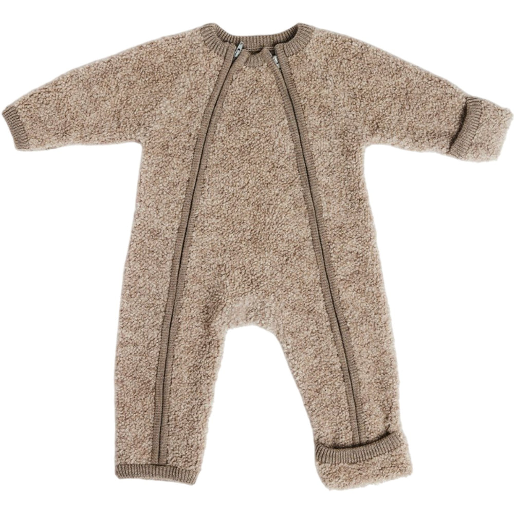 Køb Smallstuff Natur Melange Buksedragt Med Lynlås Bouclé Merino Uld