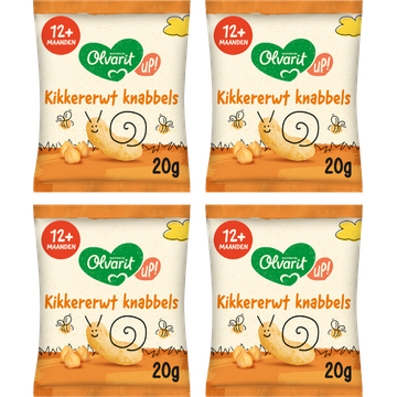 Olvarit Up! Kikkererwt Knabbels 12+ maanden - bundel 4x20g