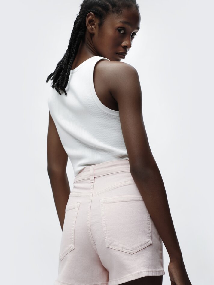 Shorts jeans básicos - Rosa Pastel