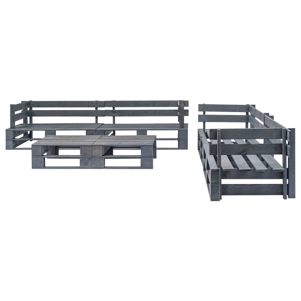 Salon de jardin meuble d'extérieur ensemble de mobilier palette 6 pièces bois gris