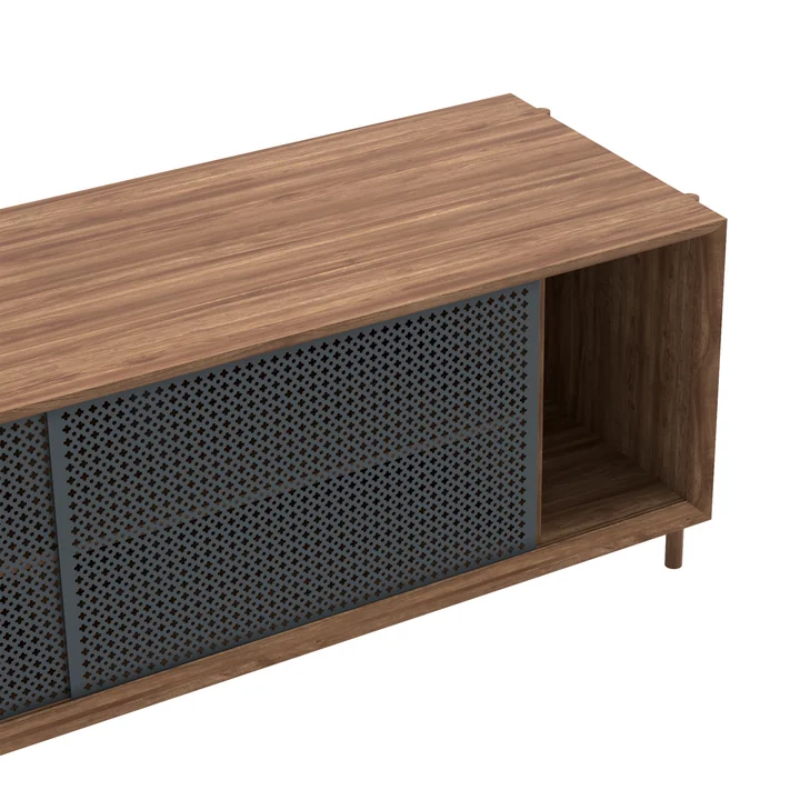 Hartô - Gabin Sideboard mit Schubladen, 162 x 49 cm, Eiche natur / schiefergrau