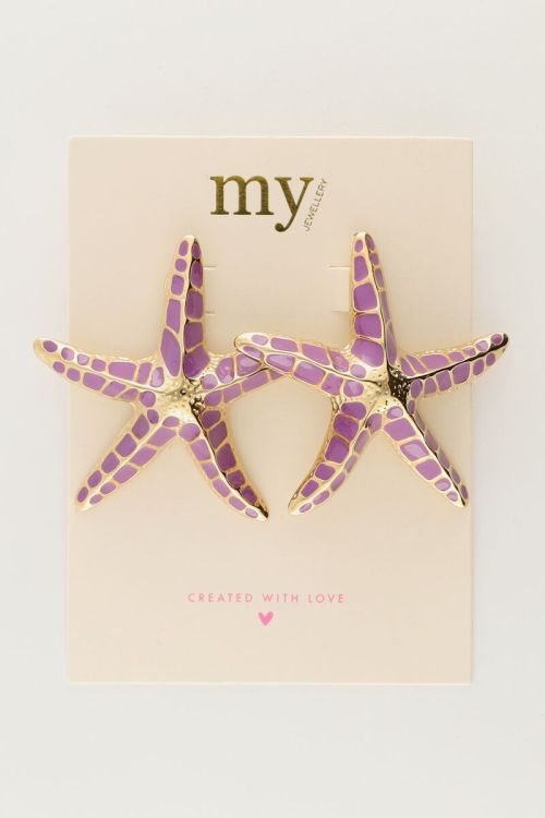 Sunrocks paarse statement zeester studs