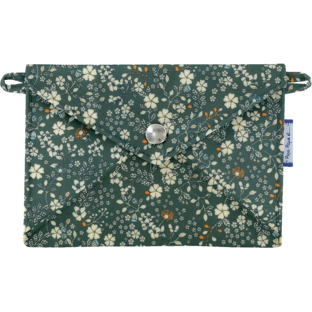 Petite Pochette Enveloppe Fleuri Kaki