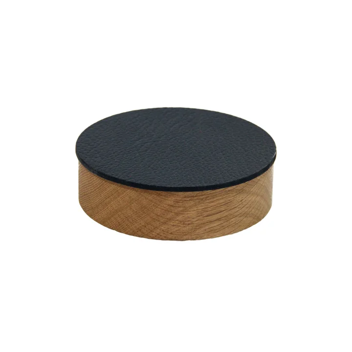 Lind DNA - Wood Box mit Deckel S, Ø 11 cm, Eiche natur / Bull schwarz