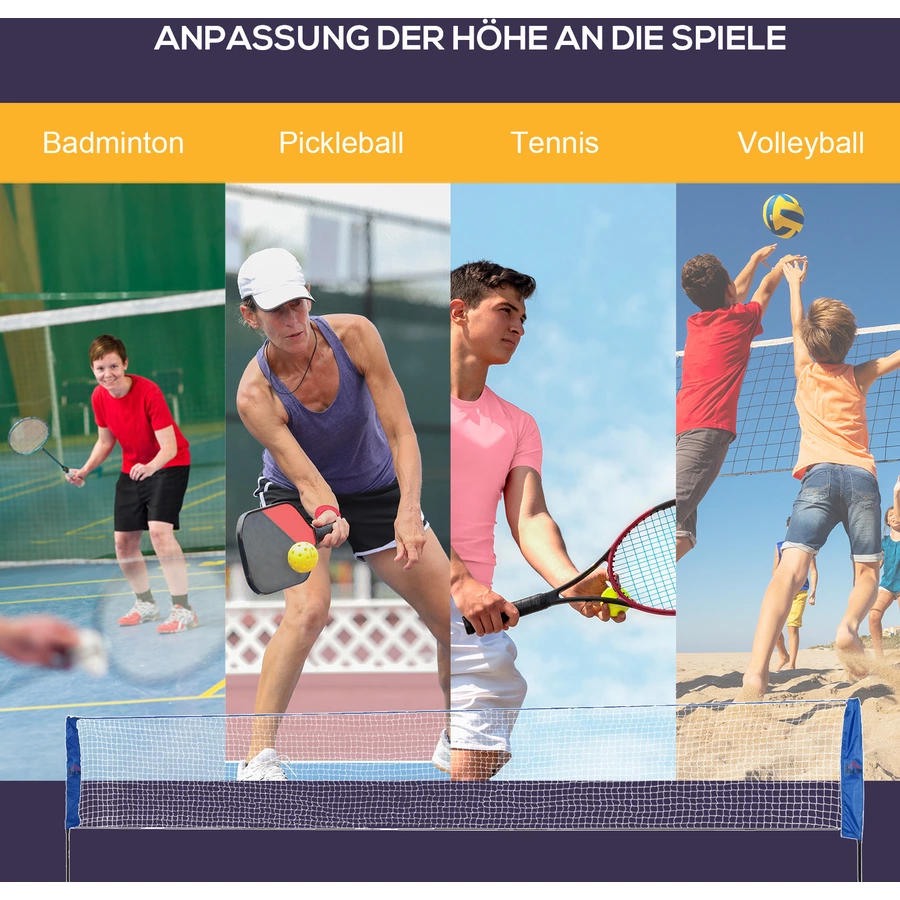 HOMCOM Badmintonnetz mit Transporttasche bunt