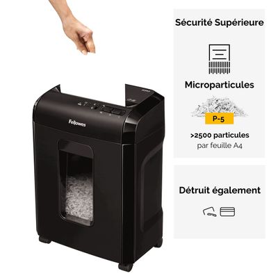 Fellowes Powershred 10M - destructeur de documents coupe croisée microparticules - 10 feuilles - Corbeille 19 litres