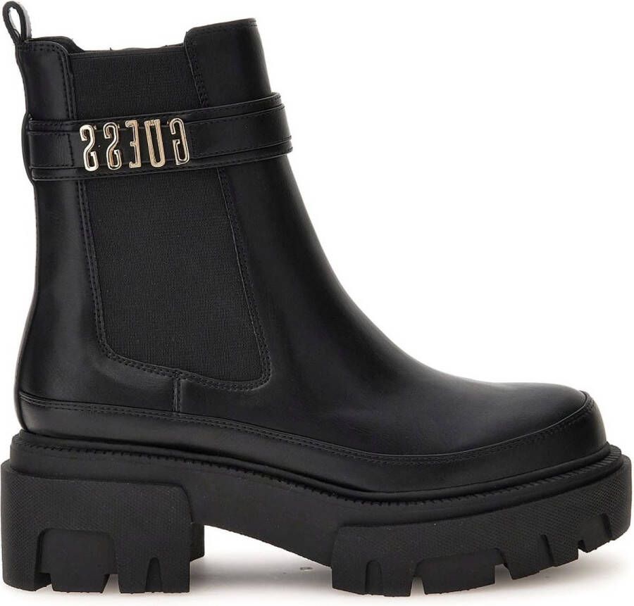 Guess PU Leren Laarzen Noir Tons Ronde Neus Sleehak Black Dames