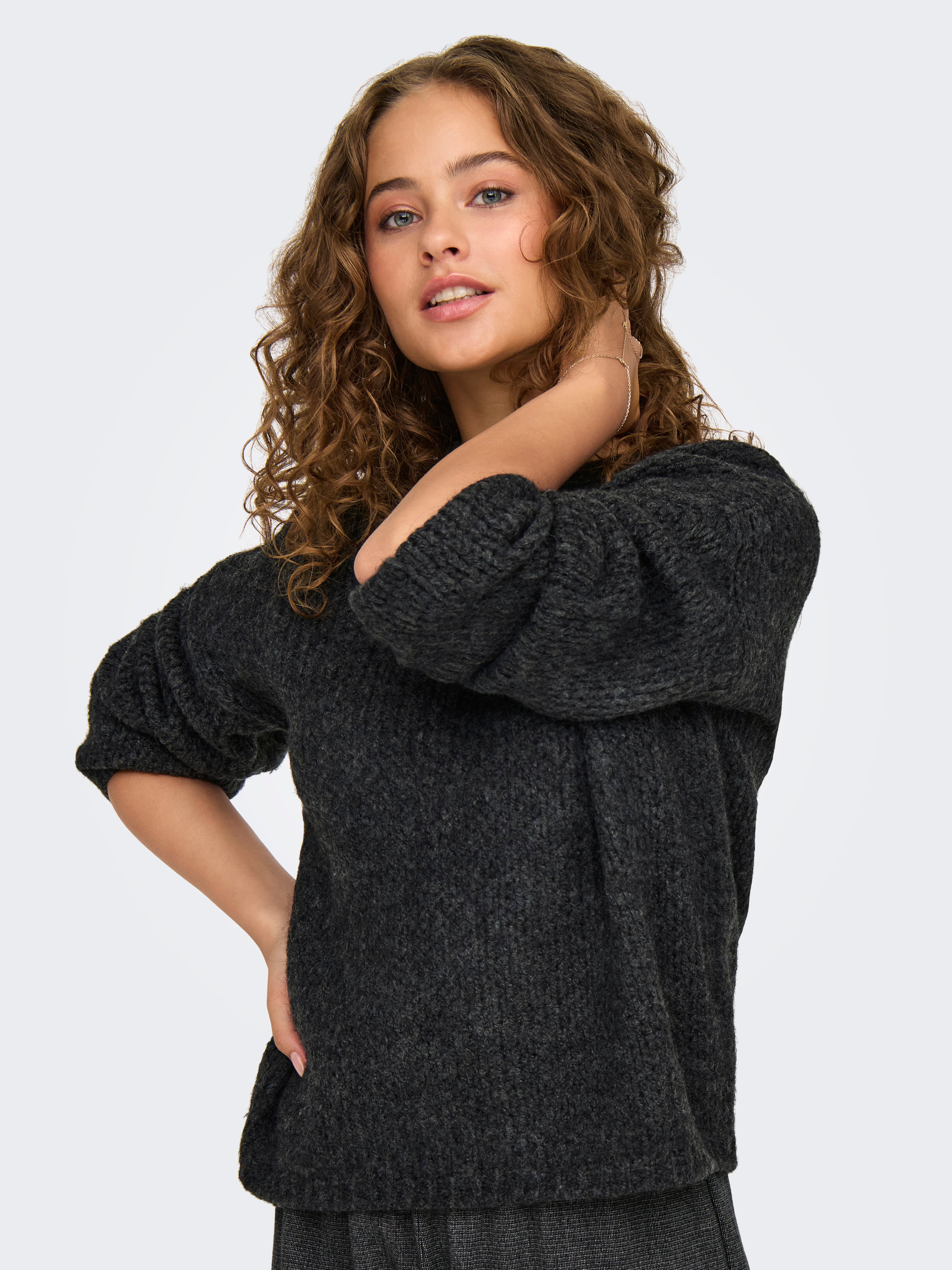 ONLJACKIE Strickpullover Dark Grey Melange