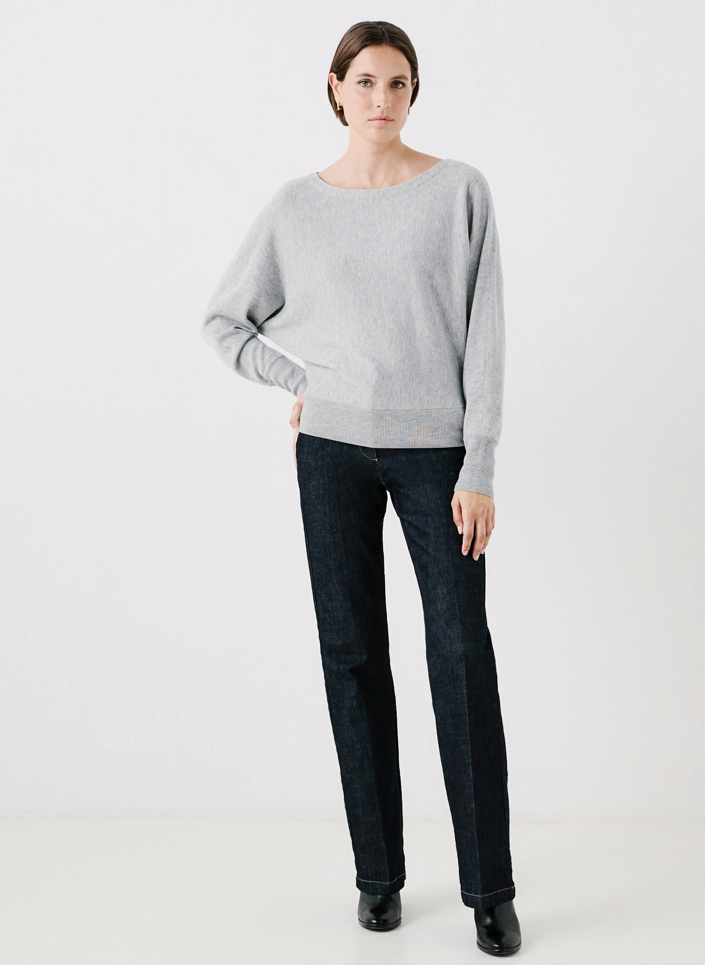 MIU2 - Pull ample à col bateau| Gris