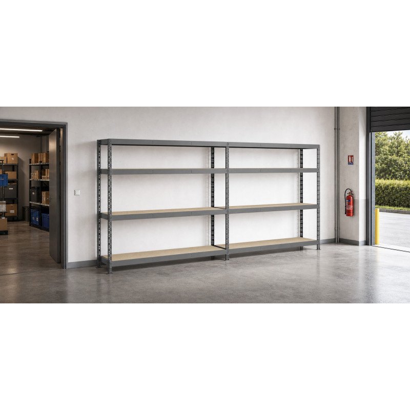 Rayonnage MODULO - Etagère Rack double - 8 plateaux
