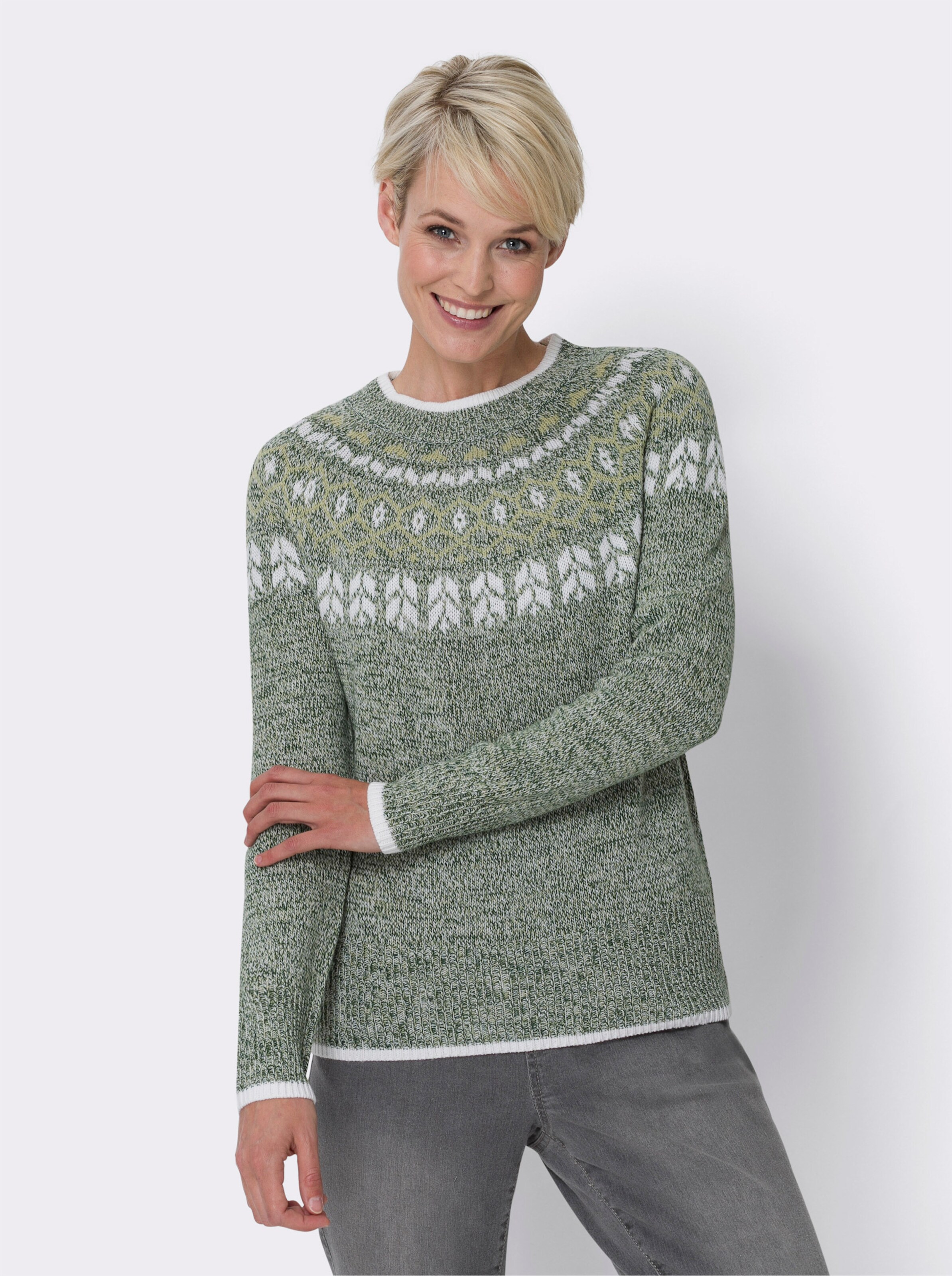 Norwegerpullover in Melange-Optik