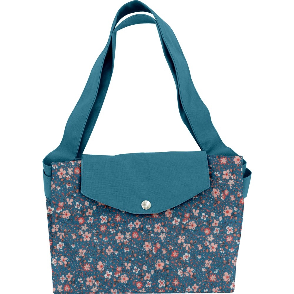 Grand Sac Cabas En Tissu Fleuri Nude Ardoise