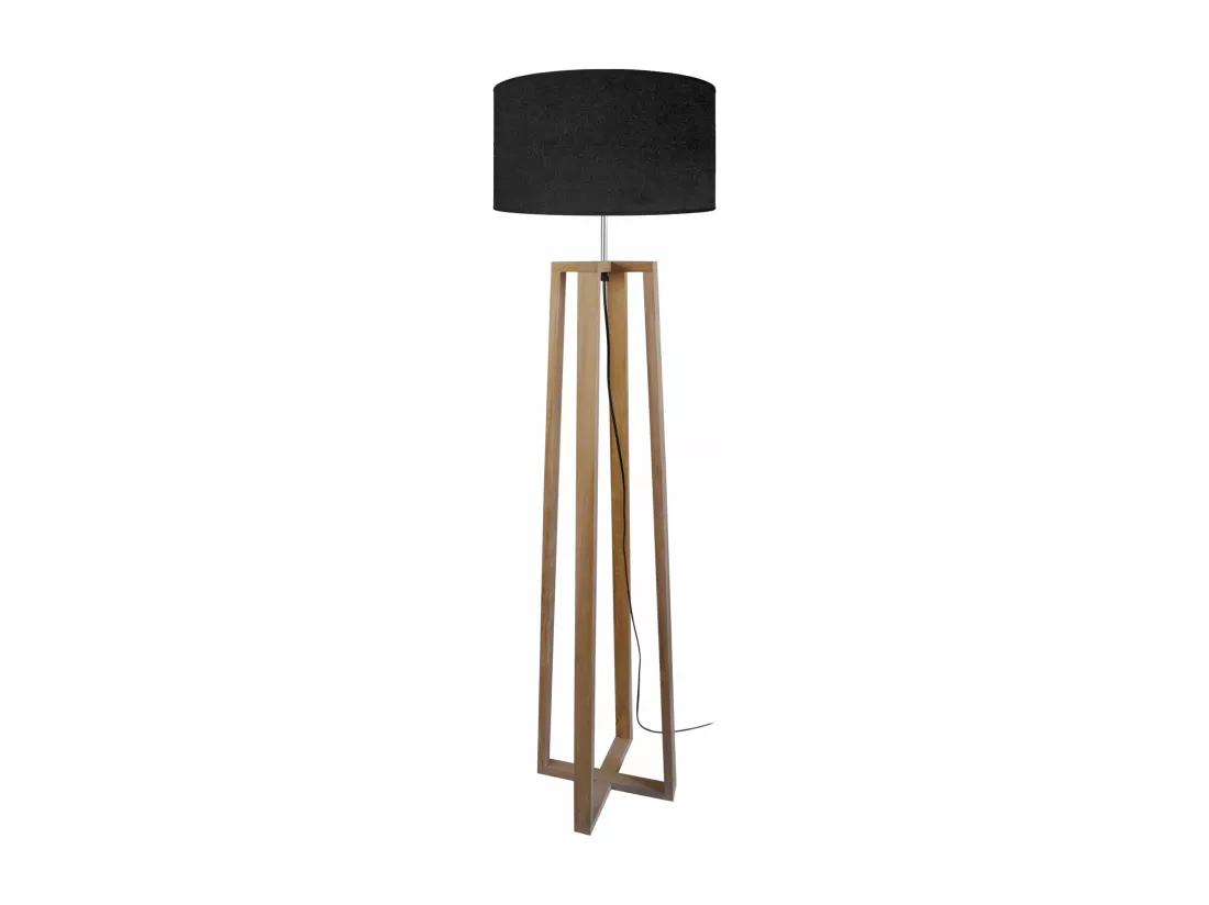 Lampadaire , colonne bois naturel,noir 155 cm.