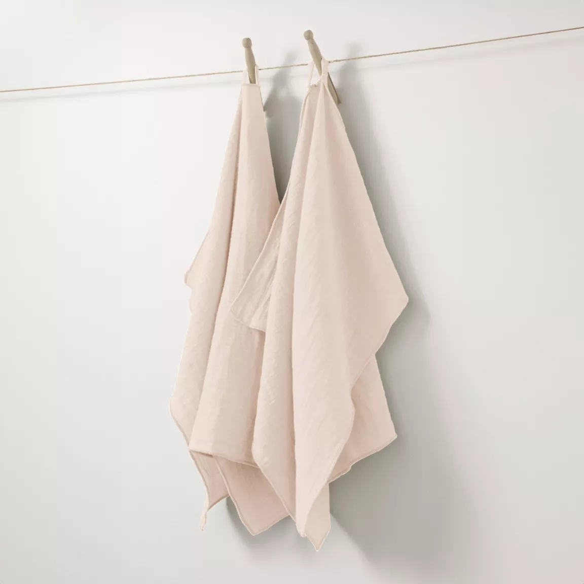 Lot de 2 essuie-mains gaze de coton (70 cm) Gaïa Rose poudré