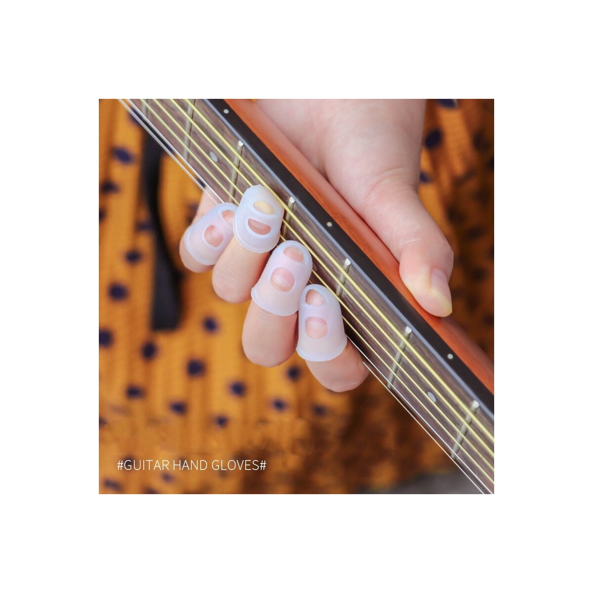 Gitarstrenger 2 x 6 stk med 4 fingerbeskyttere Flerfarget