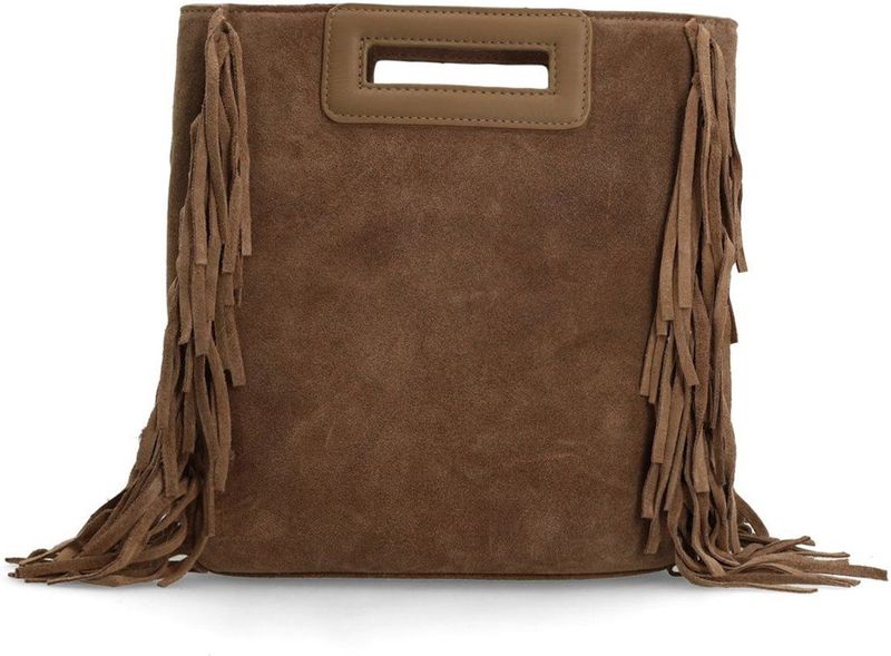 Manfield - Handtas - Taupe - Suède - Verstelbare Band