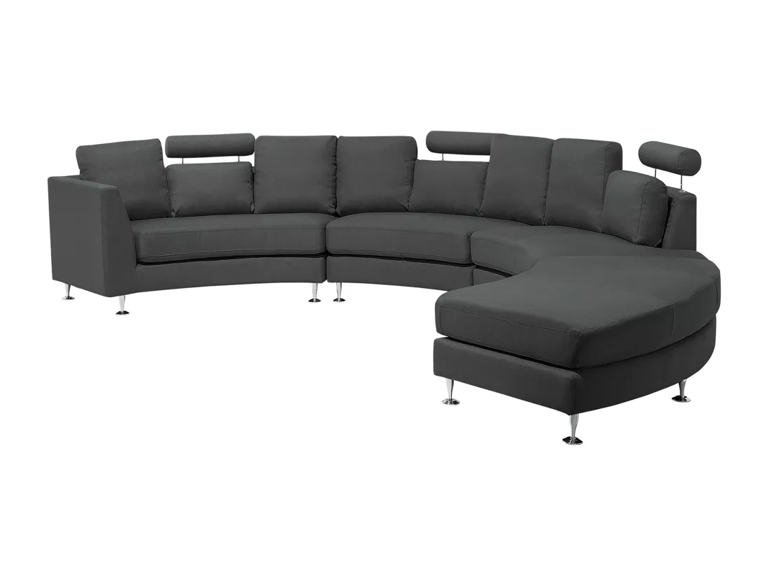 Canapé circulaire modulable en tissu gris foncé 8 places ROTUNDE