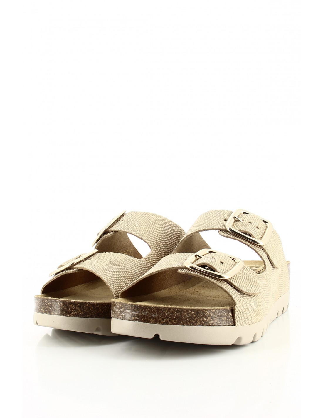 plakton Mules Femme Memory Square Doré Cuir