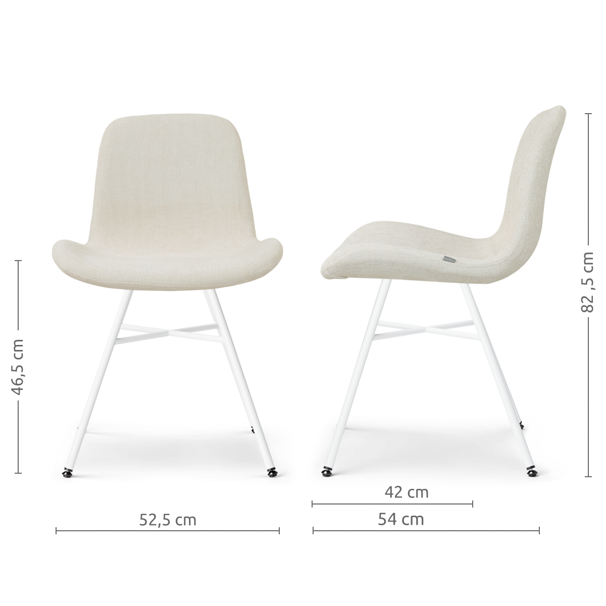 Eetkamerstoel Noa-Fé wit onderstel cottonbeige