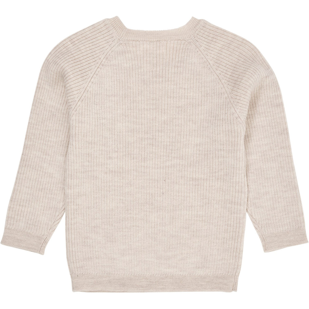 Pale Cream Melange Merino Classic Rib Bluse