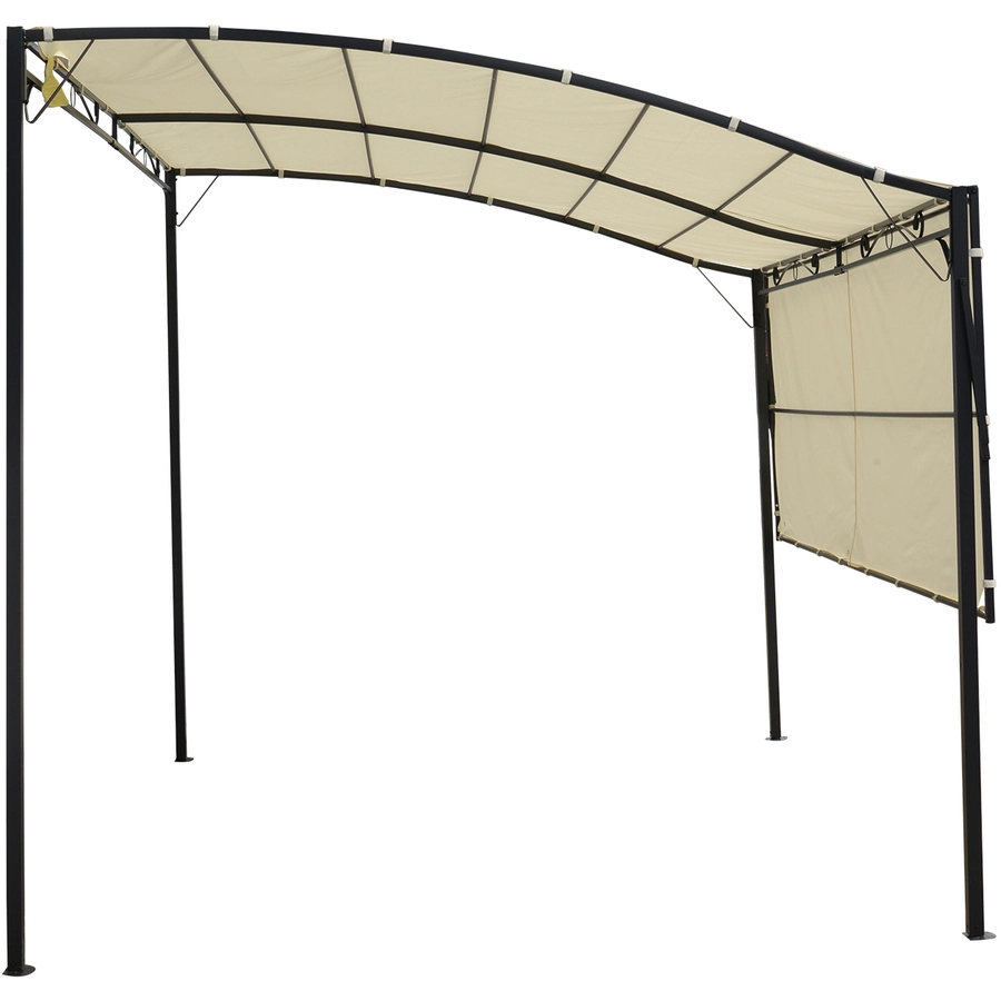 Outsunny Pavillon mit klappbarem Seitendach cremeweiß, schwarz