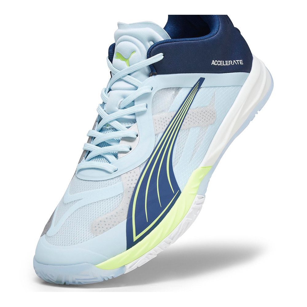 Puma ACCELERATE NITRO SQD - Chaussures handball Homme silver sky/persian blue/puma white