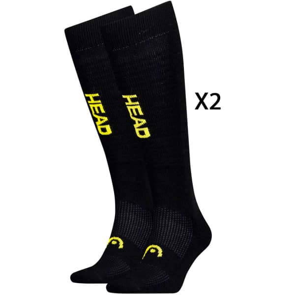 Chaussette de ski HEAD SKI GRAPHIC KNEEHIGH 2 PAIR BLACK YELLOW