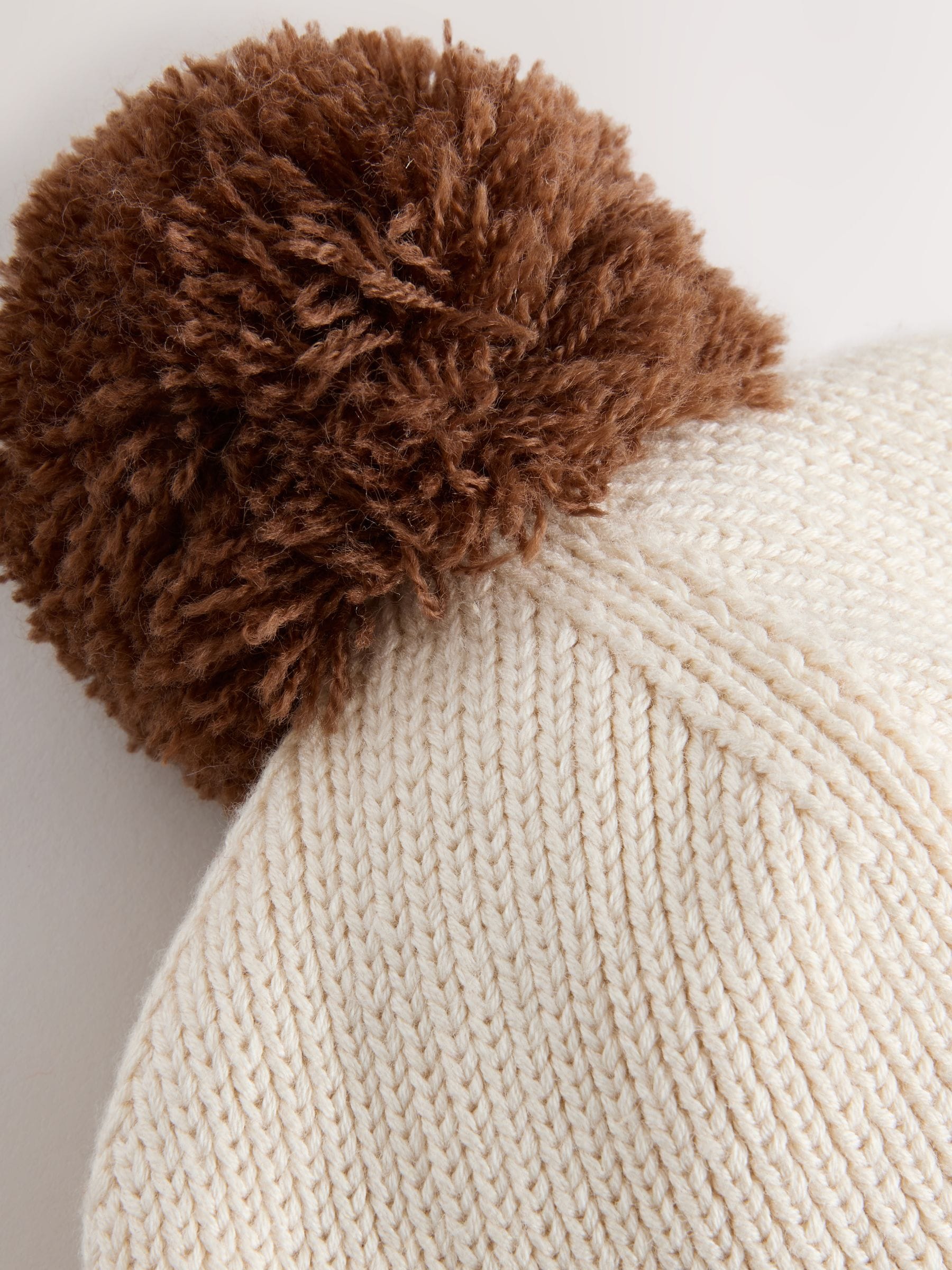 Naturel tonale - Gebreide babybeanie met pompon