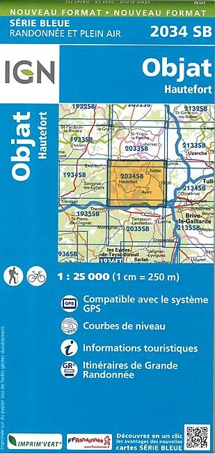 IGN - 2034 SB OBJAT HAUTEFORT 1 25 000