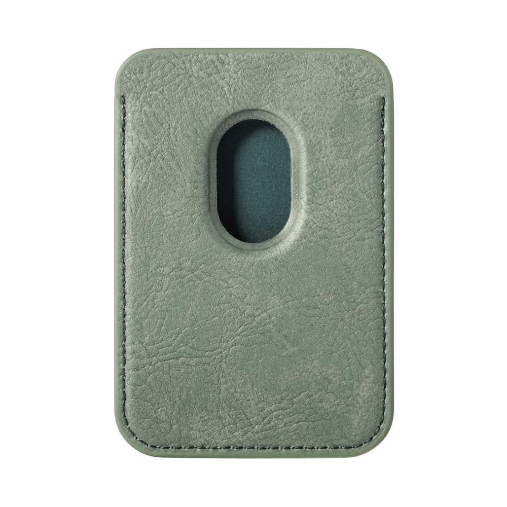 Magnetische MagSafe iPhone Leder Wallet Kreditkarten Halterung in Carbon Optik - Dunkelgrün