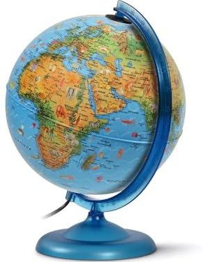 WONDAY - KID Globe Light voor kinderen, blauw, 250 mm, Franse tekst, LED-verlichting.