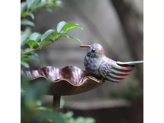 Mangeoire à oiseaux pique jardin abreuvoir fer marron 103 cm