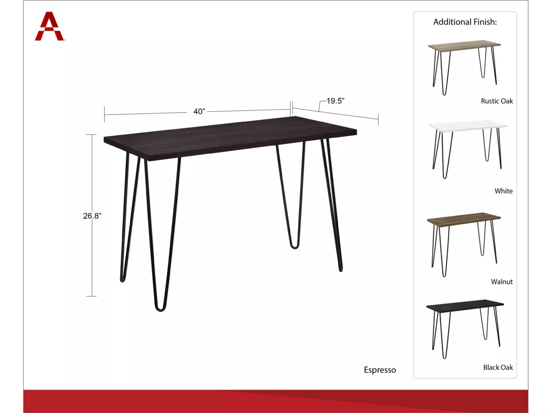 Owen | Bureau d'ordinateur en aspect noyer brun