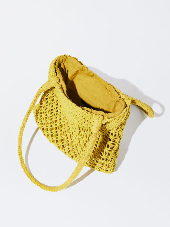 Bolsa de ombro de crochê - Amarela