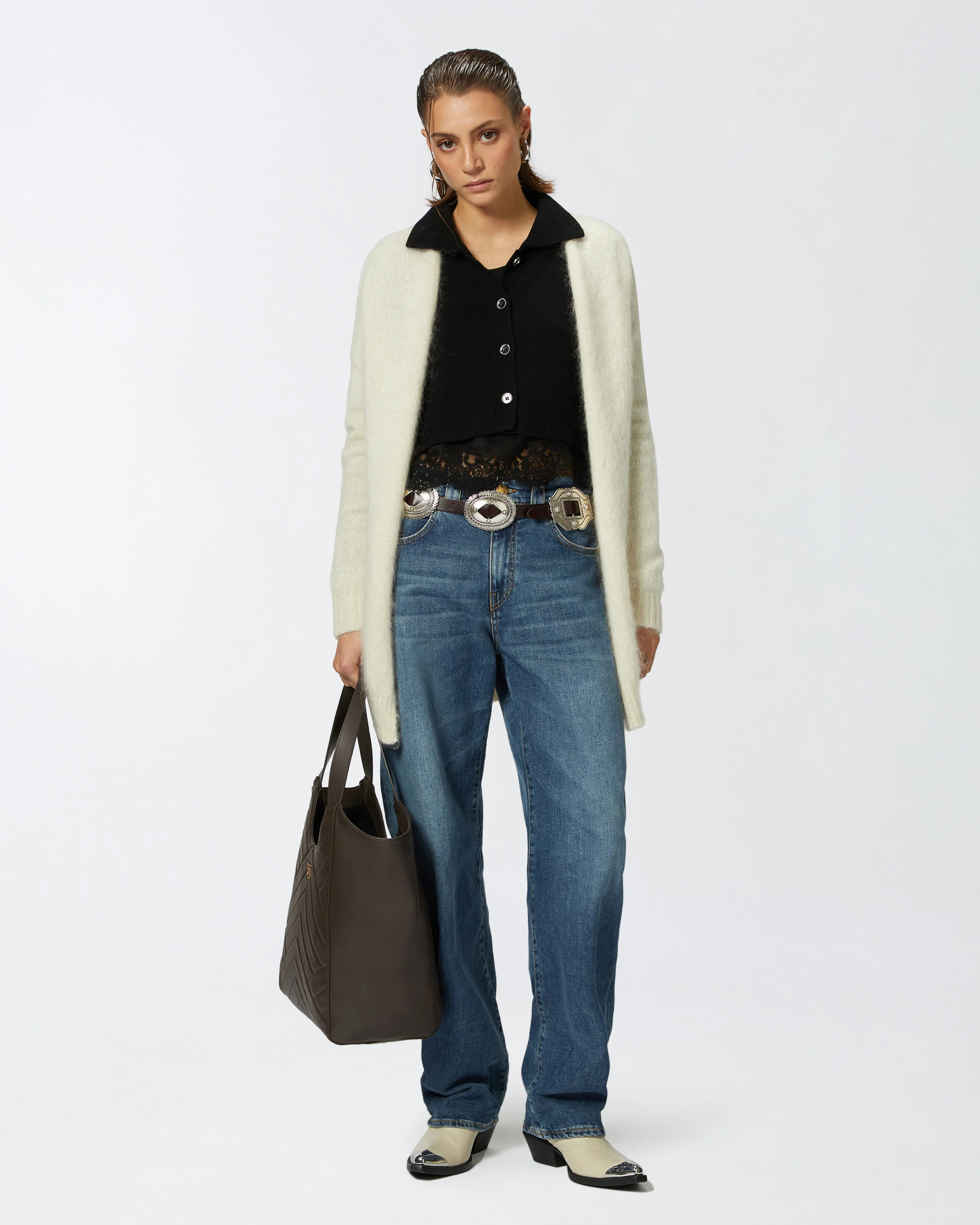 Cardigan doux et mohair avec poches | Blanc