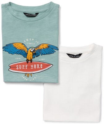 Luca & Lola Riccione T-Shirt 2-pack, Green/White