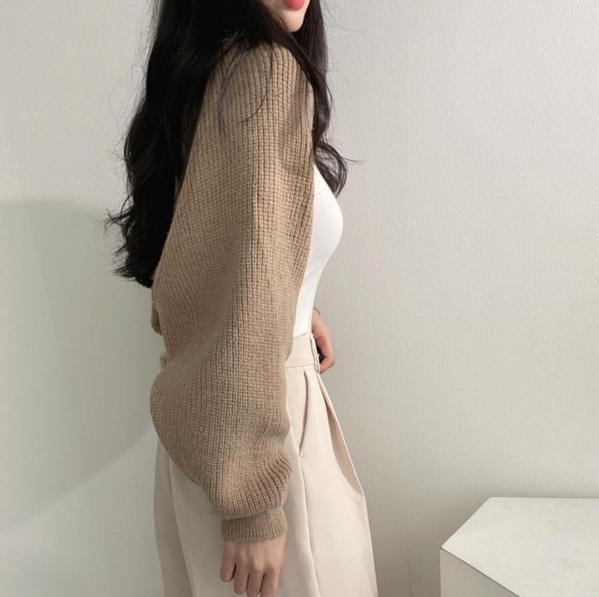 Onipixiy - Effen geribbelde bolero-cardigan