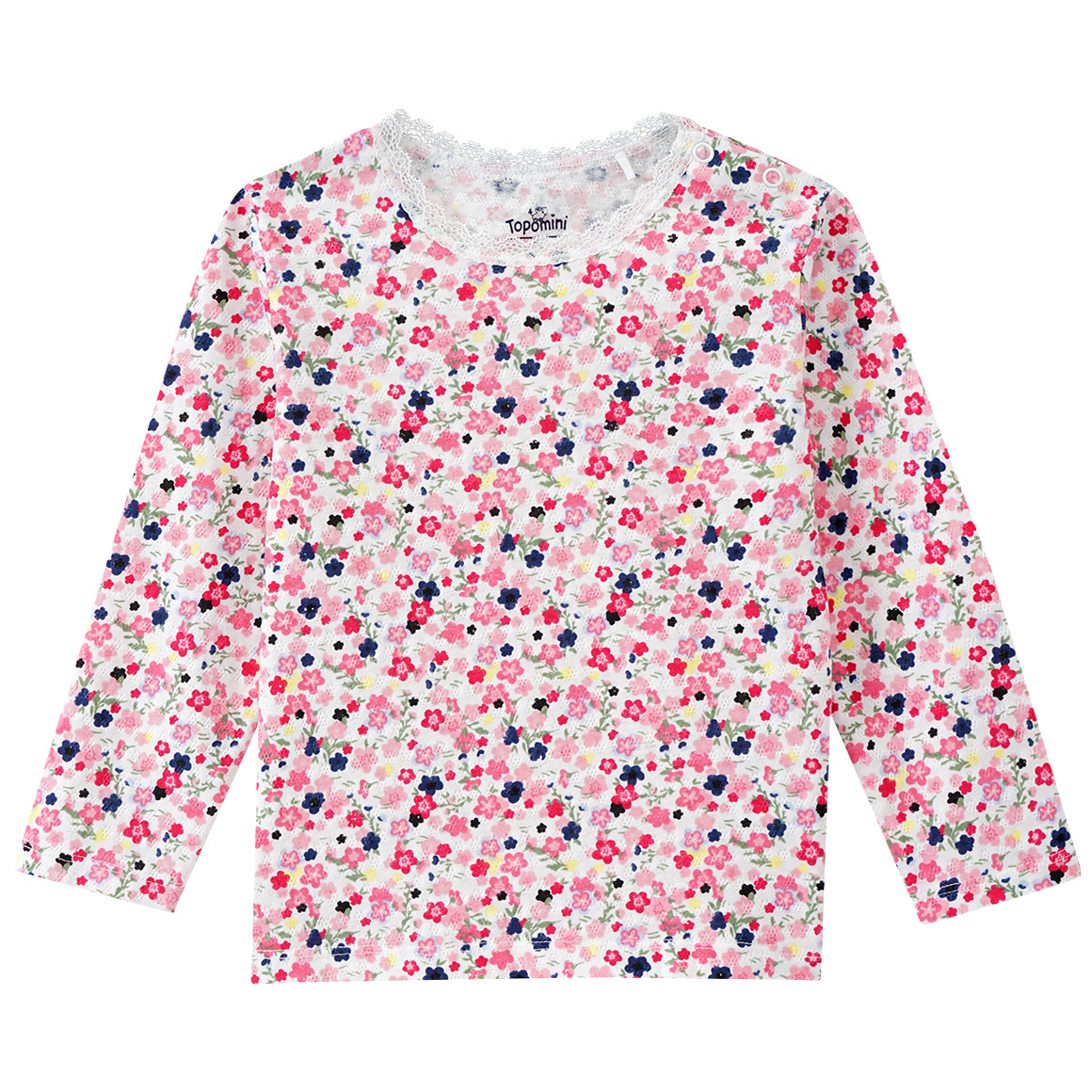 Topomini Baby Langarmshirt aus Bio-Baumwolle weiss / rosa / pink