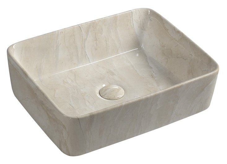 Sapho Dalma keramische waskom beige marmer structuur 48x38x13cm