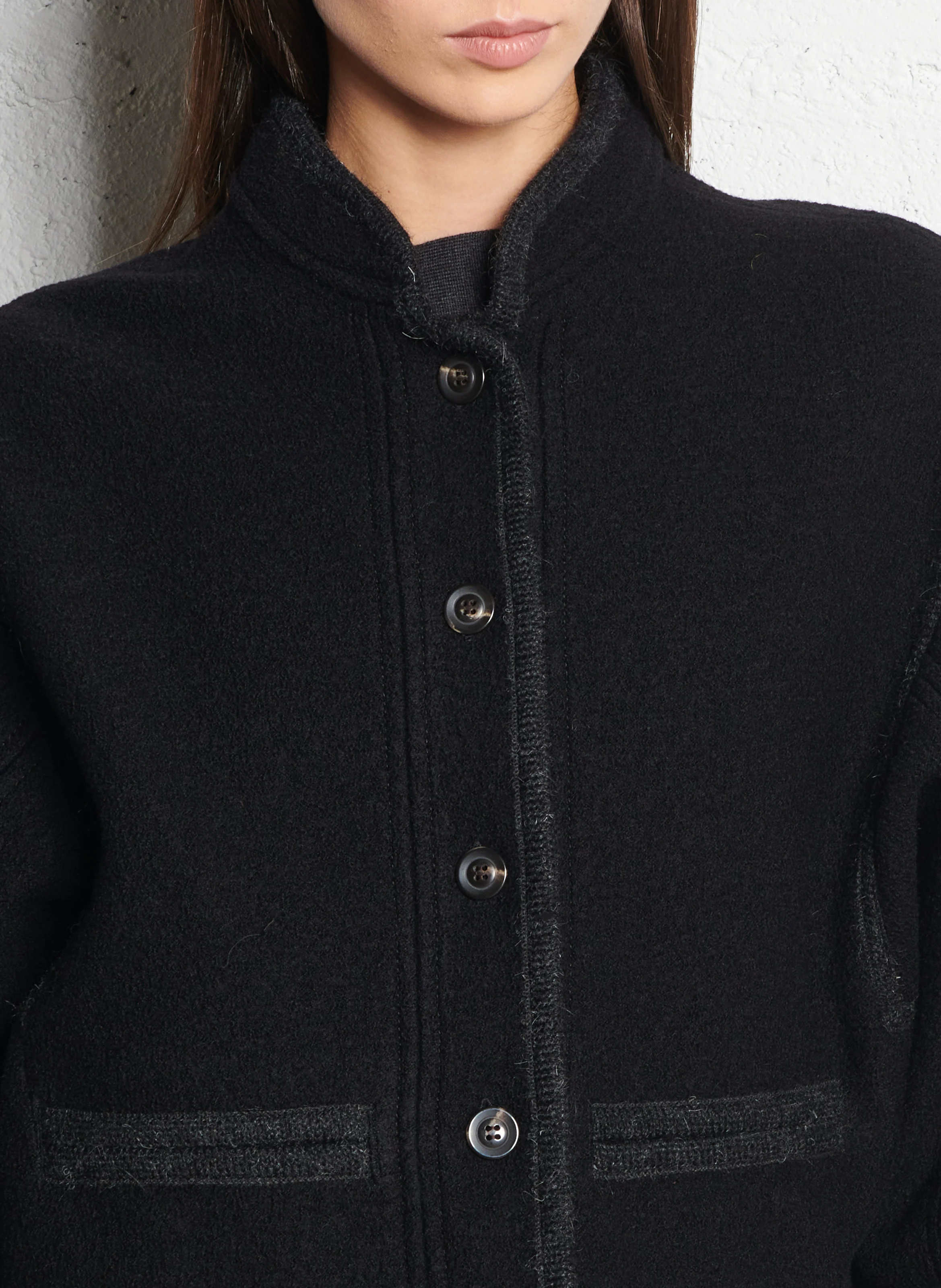 OLYMPE - Veste droite en laine | Noir