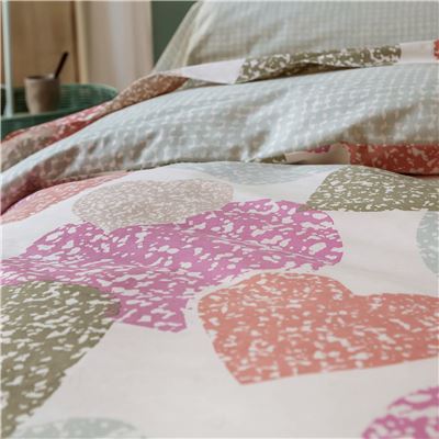 Linge de lit polycoton motif cœurs - BECQUET CRÉATION