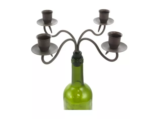 Bougeoir bouteille 4 supports en métal marron 25 x 25 cm