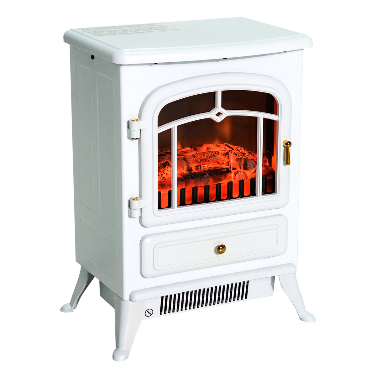 HOMCOM Elektrische haard, vlameffect, 950/1850W, oververhittingsbeveiliging, nylon, 41,5 x 28 x 54,8 cm, metaal, kunststof, wit